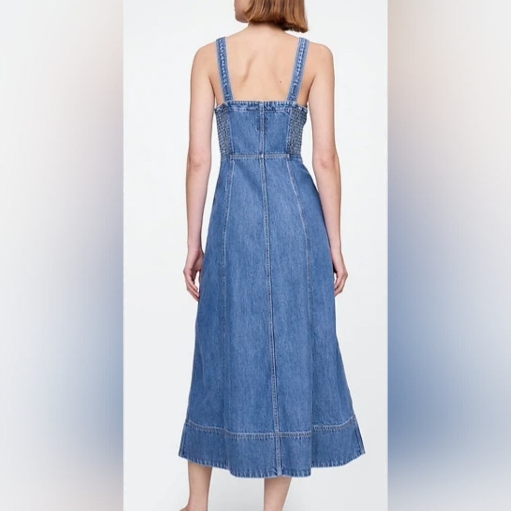 GAP Strapless Blue Denim Midi Dress - Picture 2 of 13